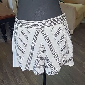 Ellison White Lightweight Shorts with Black Sequins and White Beading